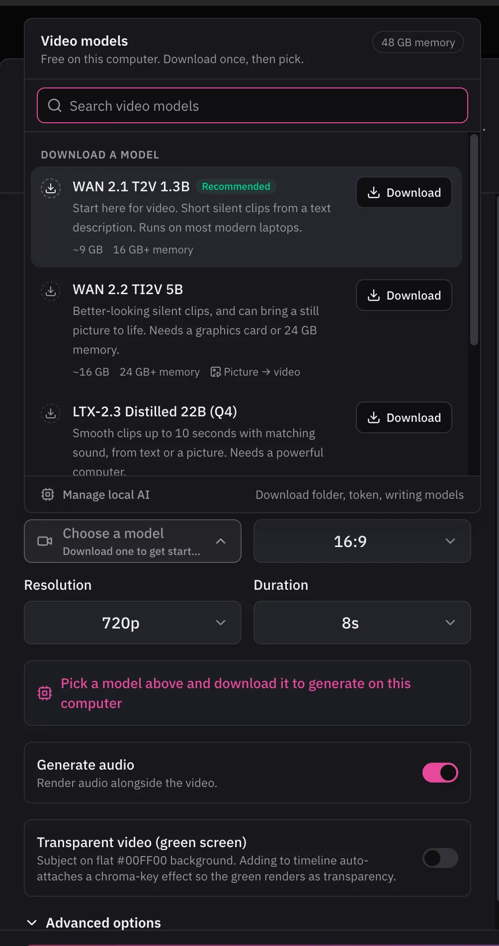 Or generate on your own computer